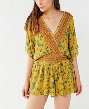 Urban Outfitters Uo Moonstruck Surplice Romper Dress Kimono Sleeve Lace S 282256