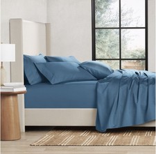 Member's Mark Performance 500-Thread-Count Solid Sheet Set QUEEN indigo blue