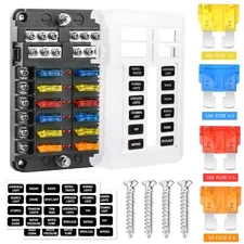 12 Way 12V Fuse Box Blade, 12Volt Fuse Block with LED Indicator Waterproof Co...