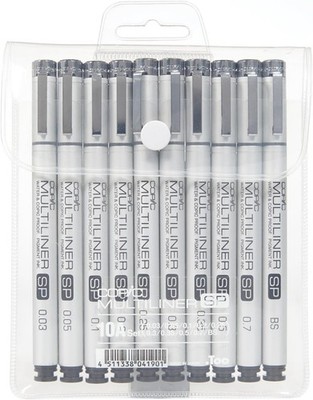 Copic Marker Multiliner SP Ink Pen (Pack of 10), Black (MLSP10A) 