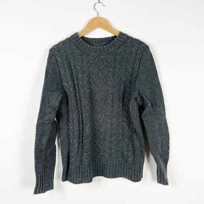 H&M mens grey cotton wool blend cable knit sweater size small