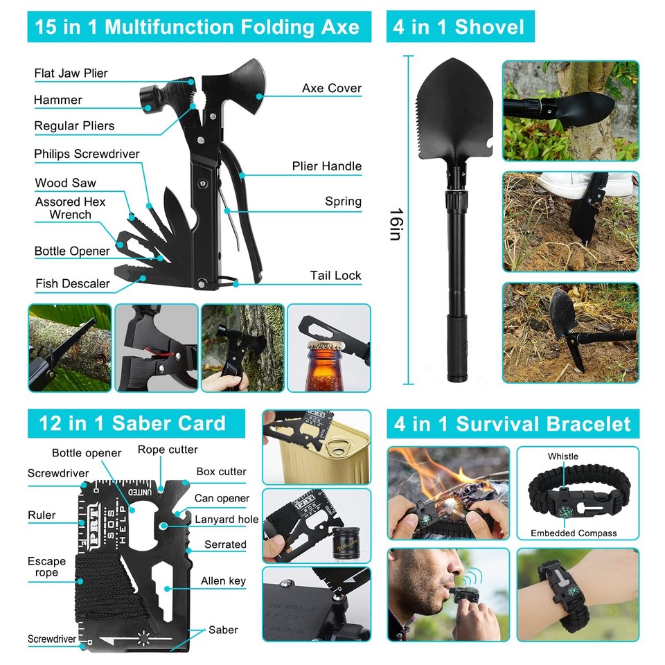 ,Survival Gear Professional Kit and Large Camping Backpack,First Aid