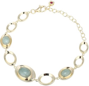 Authentic Celestial Swirl Jade Bracelet Gold Plated Sterling Silver