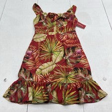 Guess Red Shirley Gauze Tropical Printed Dress Women’s Size XS Defects