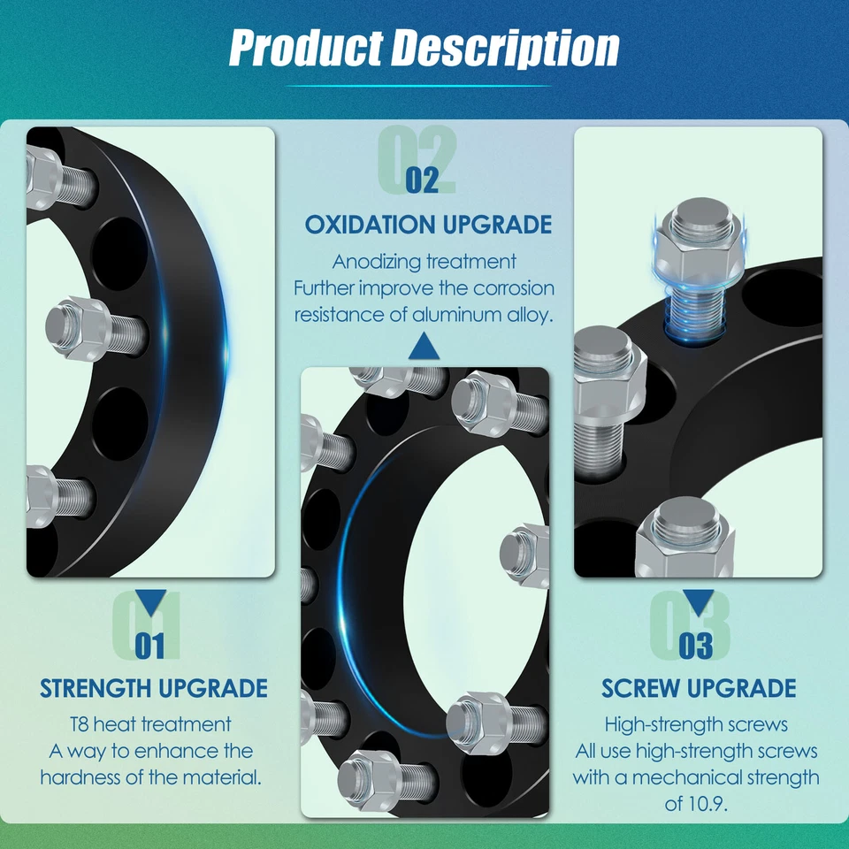 4 piezas espaciadores de rueda 2" 8x170 14x2 para Ford F-250 F-350 Super Duty Ford Excursion Foto 3 de 4