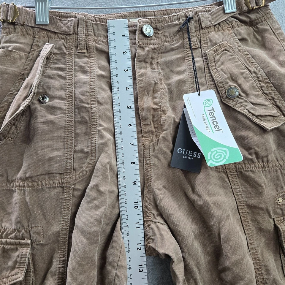 Guess Mujer Pantalones 29x30 Marrón Nessi Carga Tiro Alto Ajustable Wasit Cinturón Nuevo con Etiquetas Foto 4 de 4