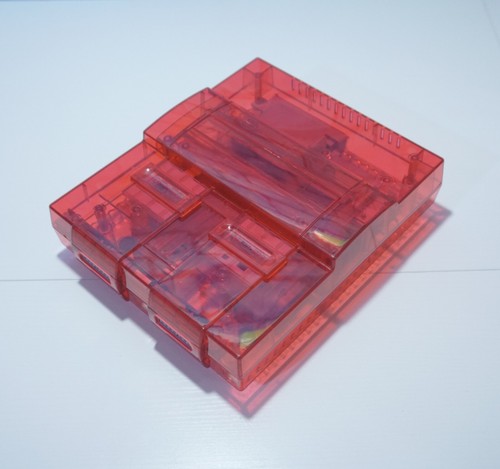 Transparent Clear Red Super Nintendo SNES Game Console SNS-001 with Green LED - Picture 12 of 14