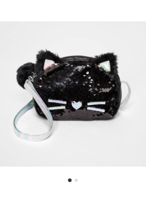 Girls' Reversible Sequin Cat Crossbody Bag - Cat & Jack Black