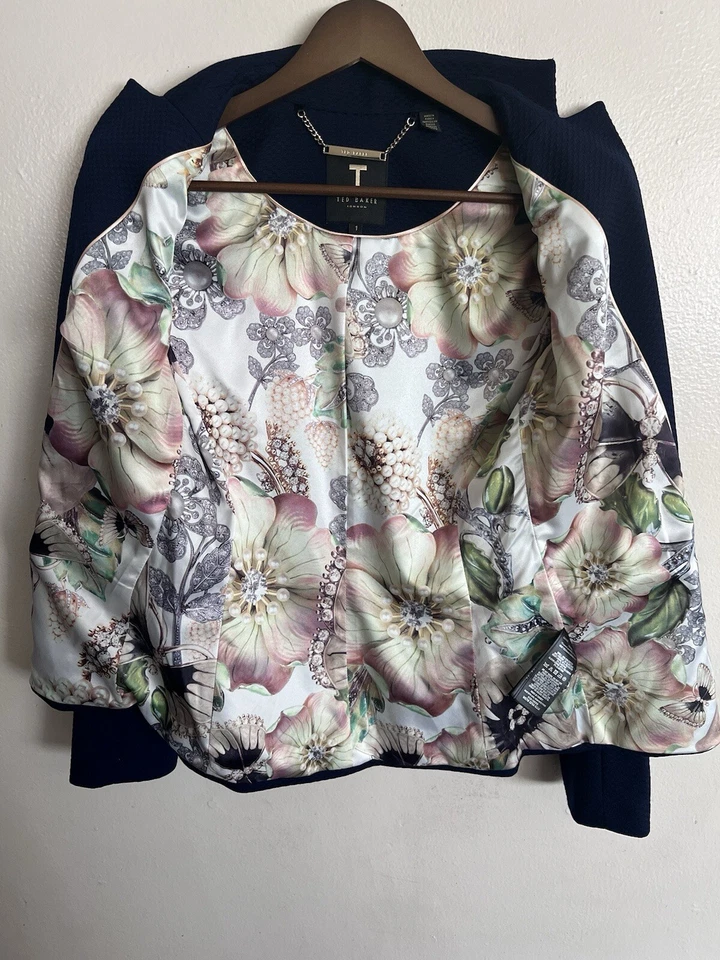 TED BAKER Navy Suit Blazer 2 Piece Jacket Trousers Dress Pants Work Size 4, 2 US - Image 4 of 4