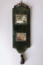 CORNICE VINTAGE STILE VITTORIANO COPPIA MINIATURE TECNICA MISTA SCENA ROMANTICA