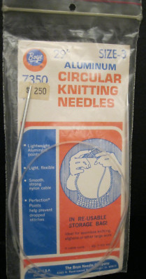VINTAGE BOYE CIRCULAR KNITTING NEEDLE 29 INCH SIZE - 3 ~ 7350 ~ ALUMINUM NEW!!!