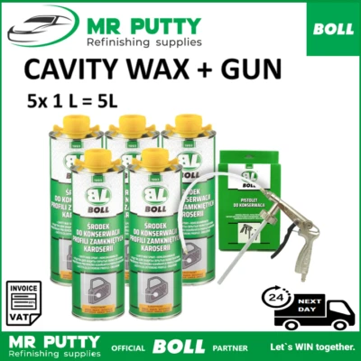 Cavity Wax Oil 5 x 1L AMBER + Gun Rust proofing anti-corrosion 5 pcs + gun BOLL