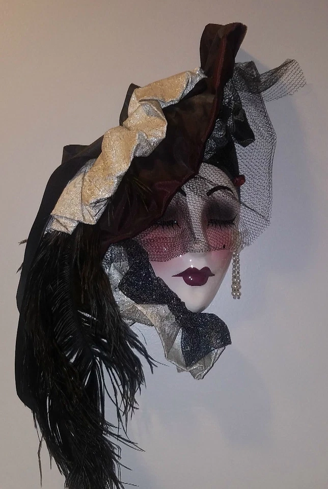 Máscara facial de dama de colección Creations edición limitada decoración de pared colgante de pared 41/500 Foto 3 de 4