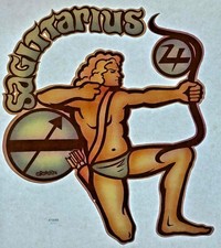 Original Vintage 1974 Sagittarius Horoscope Iron On Transfer Astrology