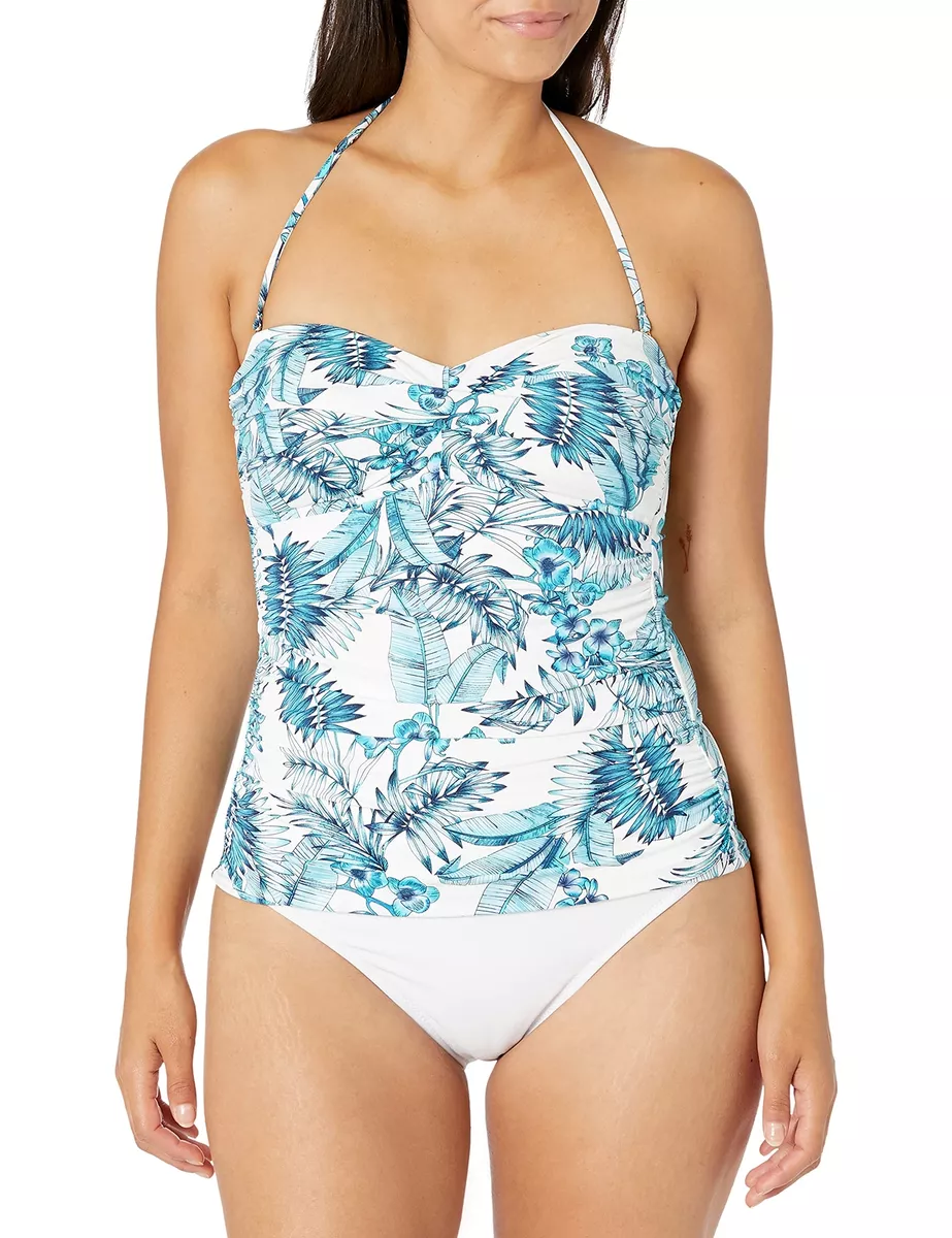 MSRP 94 La Blanca Women s Bandeau Tankini Swimsuit Top Aqua Size