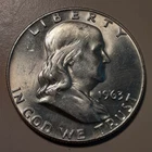 1963-D Denver Mint Benjamin Franklin Half Dollar 50c 90% silver (#34j-5979-F14)