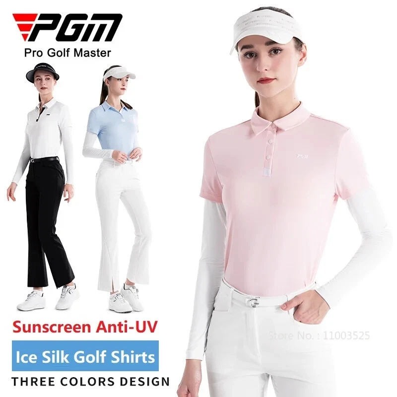 Women's Golf Tops Long Sleeve Sunscreen Ice Silk Fabric Slim Quick-Dry Anti-UV
