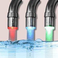3-Color LED Water Faucet Light Water Stream Color Changing Temperature Sensitive