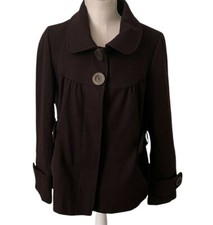 Hydraulic Womens Size Large Brown Button Front Coat Jacket 60% Wool Lined Classy