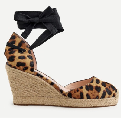 J Crew Espadrille Wedges in Leopard Calf Hair Size 11