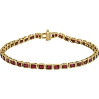 14K Yellow Gold | 3.5 x 2.4 mm | Natural Mozambique Garnet Line | 7'' | Bracelet