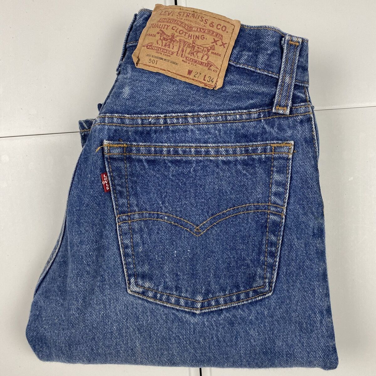 Vintage 90s Levi's 501 Made In USA Denim Jeans Blue Measure Vintage 90s Levi's 501 Made In USA Denim Jeans Blue Measure