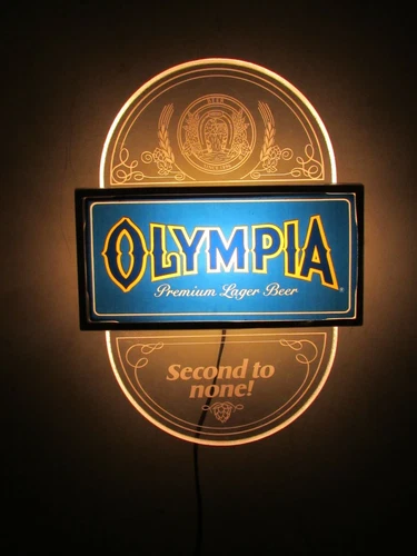Vintage 1984 Olympia Premium Lager Beer Lighted Sign 17" x 12" x 3"