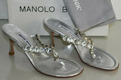 Sandales Mules MANOLO BLAHNIK JETTI CRYSTAL Noir - Taille 40 - NEUF Avec Emballage
