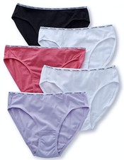 CALVIN KLEIN Signature Cotton White Black Lavender 5 Pk Bikini Panty Womens M 6