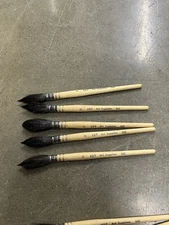 XDT#920 Mop Round Tip Art Brush 5 Pc #12 Set Black Goat Acrylic Watercolor