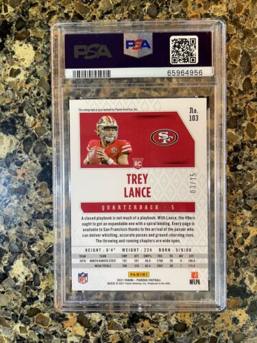 2021 Phoenix Trey Lance Rookie Auto #D 03/15 LAZER PSA 9 RC Autograph - Bild 3 von 6
