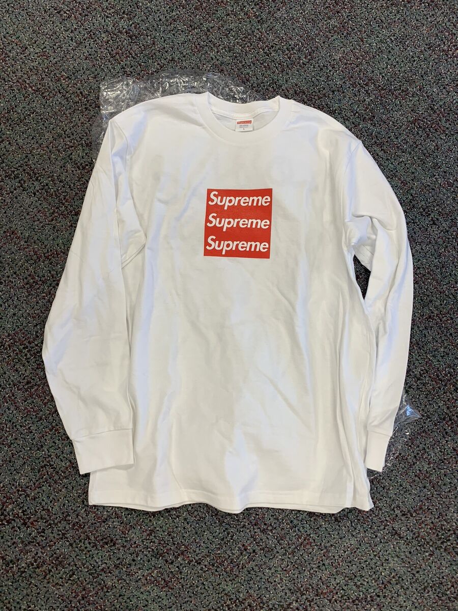 NEW ASSPIZZA SUPREME Triple Box Logo BOGO White Long Sleeve NEW ASSPIZZA SUPREME Triple Box Logo BOGO White Long Sleeve