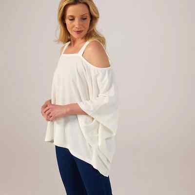 Nina Leonard Cold Shoulder Batwing Knit Top Cream Ivory MEDIUM - NEW RRP £39