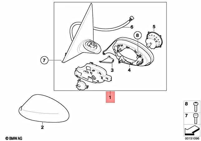 Genuine BMW E92 E93 316i Outside Mirror Heated With Memory Left  