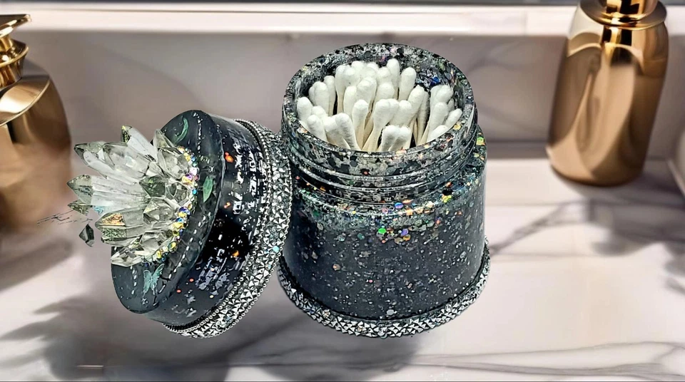 Tarro de almacenamiento grande de cristal brillante decoración de oficina en casa hecho a mano Foto 3 de 4