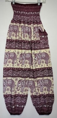 Unbranded Womens Harem Pants One Size Multiclored Elephant Design Pocket R4