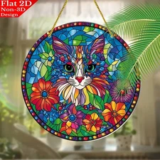 8" Bohemian Floral Cat Hanging Decor
