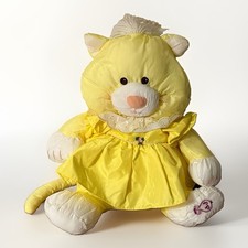 VTG Fisher Price Puffalump Yellow Cat Kitten in Dress 17  Nylon Plush 1986 