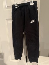Nike Boys Black Jogger Pants Size 7 Fleece Drawstring Pockets