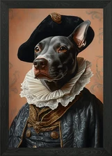 Dobberman in Renaissance Attire Framed Wall Art Poster Canvas Print Picture