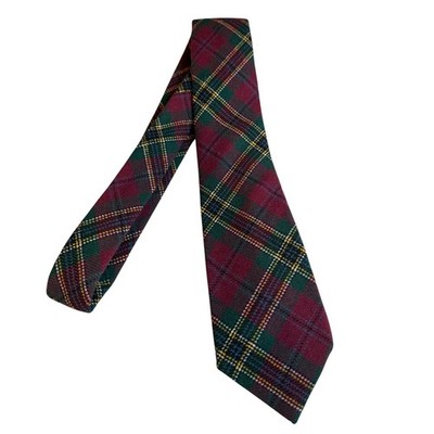 Vintage Lands End Scottish Wool Tie Ancient MacLean Plaid Print