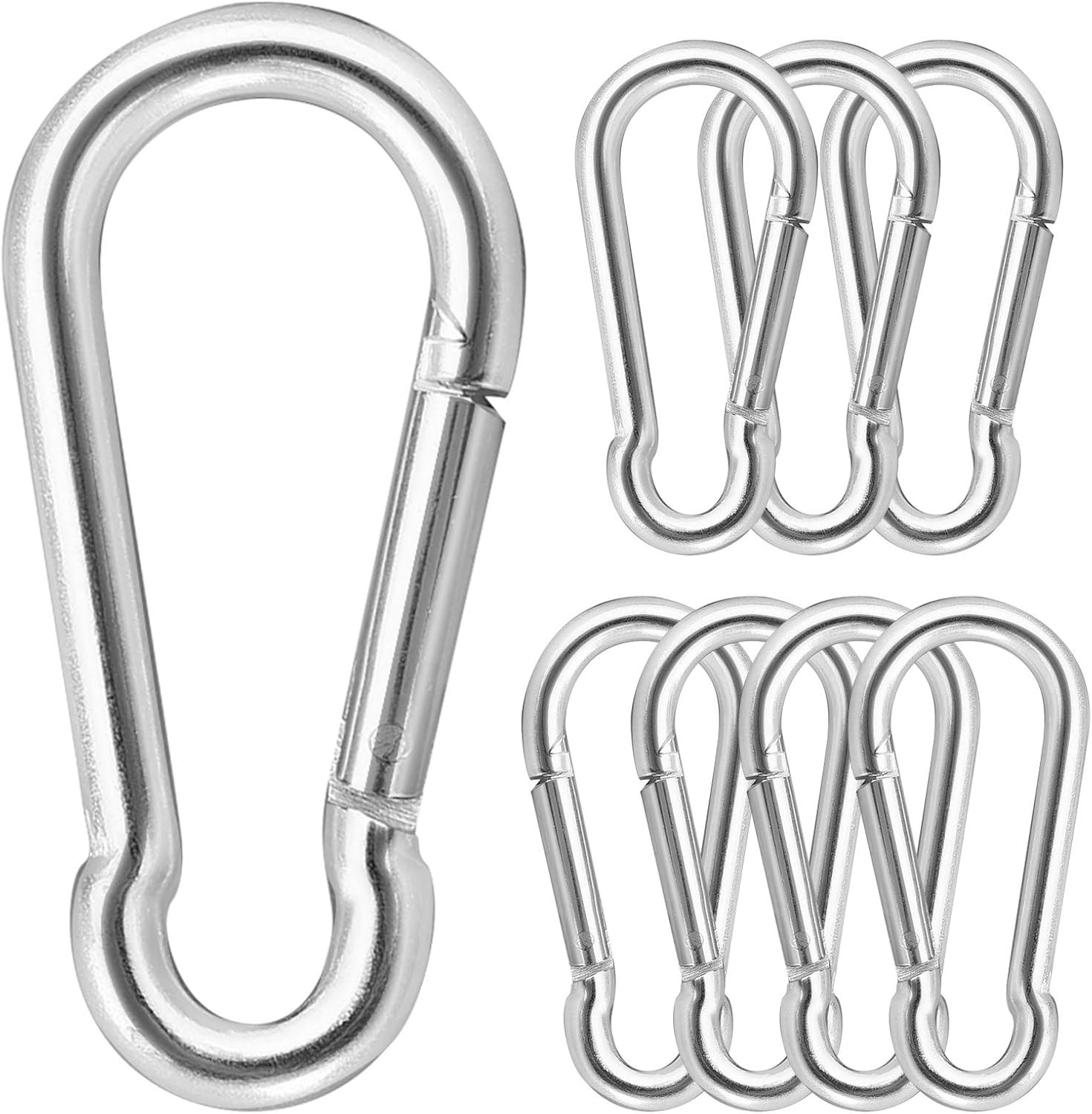 8Pack Heavy Duty Spring Snap Hooks M6/M8 100kg Climbing Carabiners