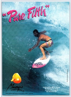 Mango Mark Richards Surfing 1987 Print Ad Totally 80s Fashion 8.5'' x 11''