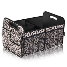 Car Trunk Organizer Capacity Collapsible Trunk Storage Large Leopard print