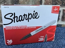 Black  Sharpie 1884739 Permanent Marker Fine Point 36 Pieces - New