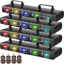 4pcs 5 Lens 5 Beam Rgbyc Party Dj Laser Stage Light Wremote Projector Dmx Disco