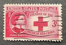 1948 US SCOTT #967 CLARA BARTON RED CROSS FOUNDER 3C ROSE PINK USED NGNH VF