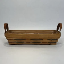 Longaberger 1994 Cracker Bread Basket Stripe With Handles & Liner 11.5” x 5”