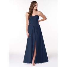 Azazie A4 Arabella Allure Dark Navy Flowy Sweetheart Neckline Chiffon Dress New