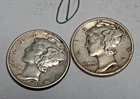 1942 & 43 Mercury Dime BU Lot of 2 Silver Coins